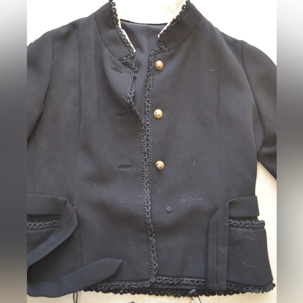 Holt Renfrew Vintage Black Wool Jacket & Skirt Set Size 6 Excellent - Picture 7 of 15